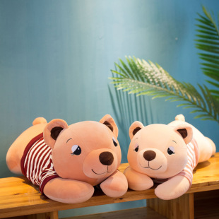 新款条纹趴熊抱枕毛绒玩具婚庆儿童礼物睡觉抱抱熊一件代发