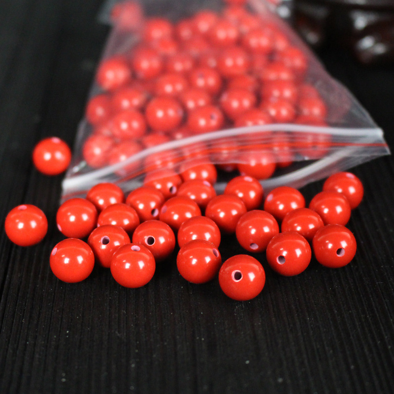 Cinnabar round Beads DIY Xingyue Big-Hole Bulk Beads Rudraksha Rosary Accessories Red Sand Spacer Beads Whole Package 120 Pieces Wholesale