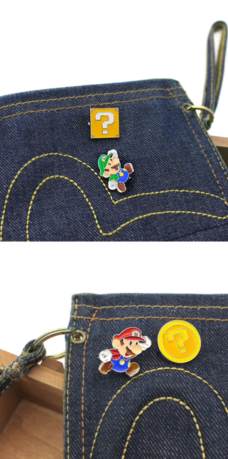 超级玛丽玛里奥马丽路易蘑菇问号砖头金币合金属饰品衣领胸针徽章