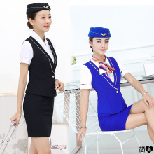 空姐制服职业套装女夏空乘面试服三件套气质淑女前台迎宾美容师服