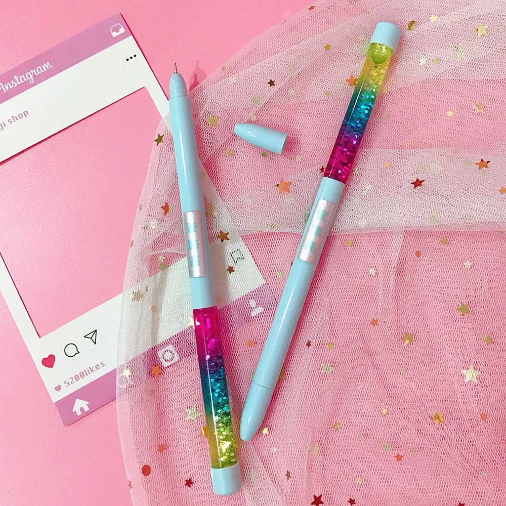 日韩可爱少女心小仙女流沙笔中性笔液体彩流沙笔学生魔法棒签字笔