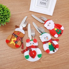 圣诞节装饰 小雪人刀叉袋 创意家居餐桌餐具套 圣诞雪人刀叉套