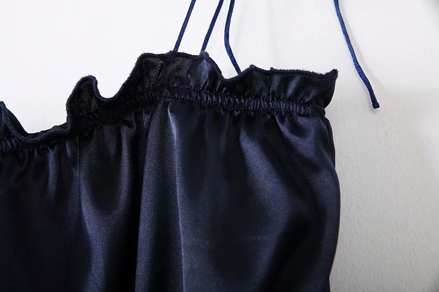 速卖通女装 欧美风 性感一字肩松紧包身裹胸 细绳绑绳亮面吊带衫