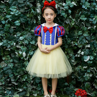 ins秋款女童万圣节白雪公主礼服表演服生日晚礼服蝴蝶结纱裙