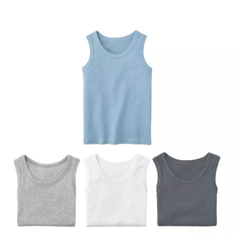 外贸童装尾货 夏款 男童棉质净版背心 基础款