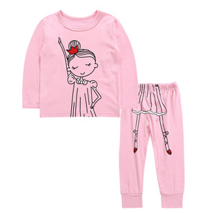 儿童睡衣女童卡通人物家居服女宝宝粉色保暖内衣kids pyjamas洋气