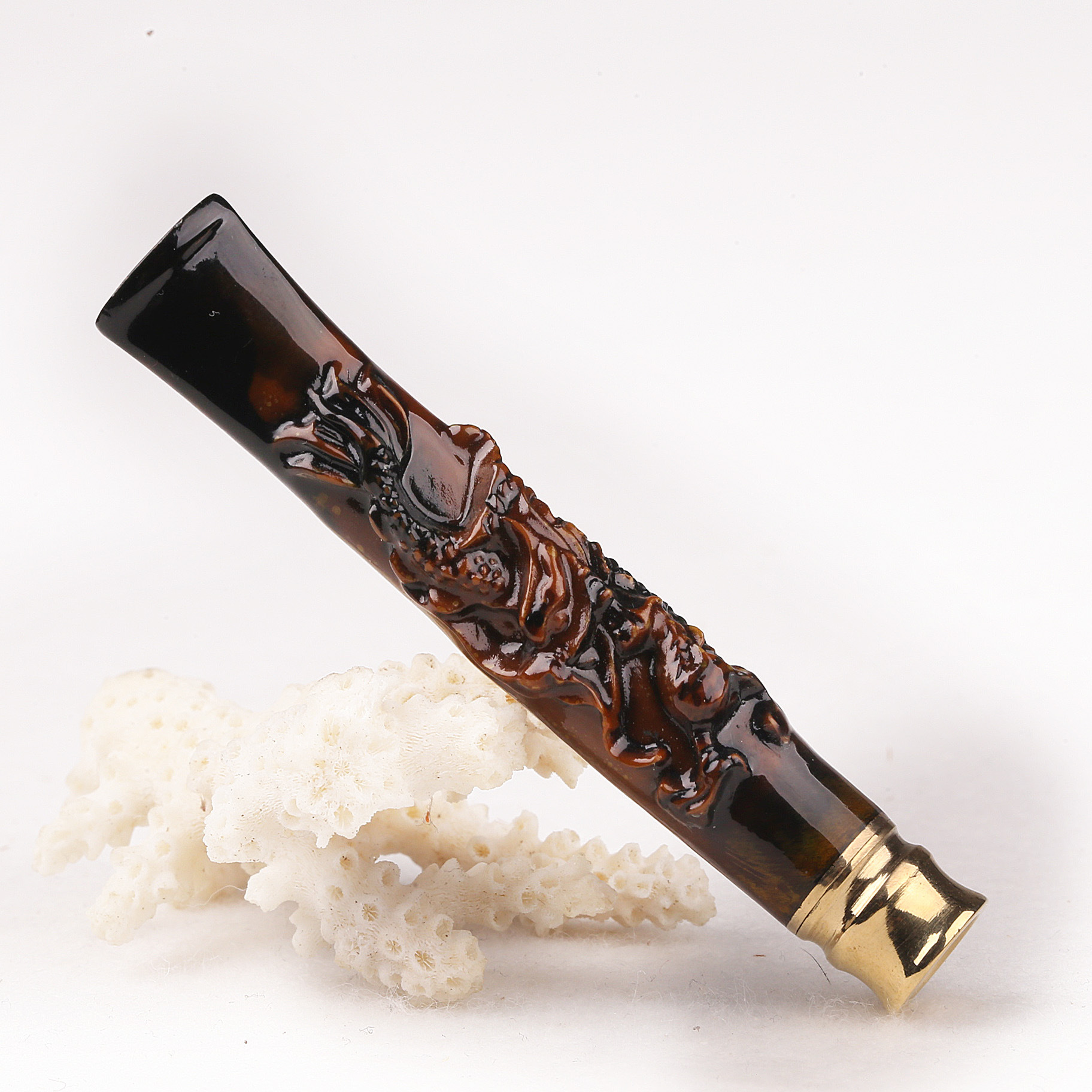 郑走鬼海柳烟嘴双重循环过滤烟嘴活柳血柳雕刻烟嘴 龙雕 三级头