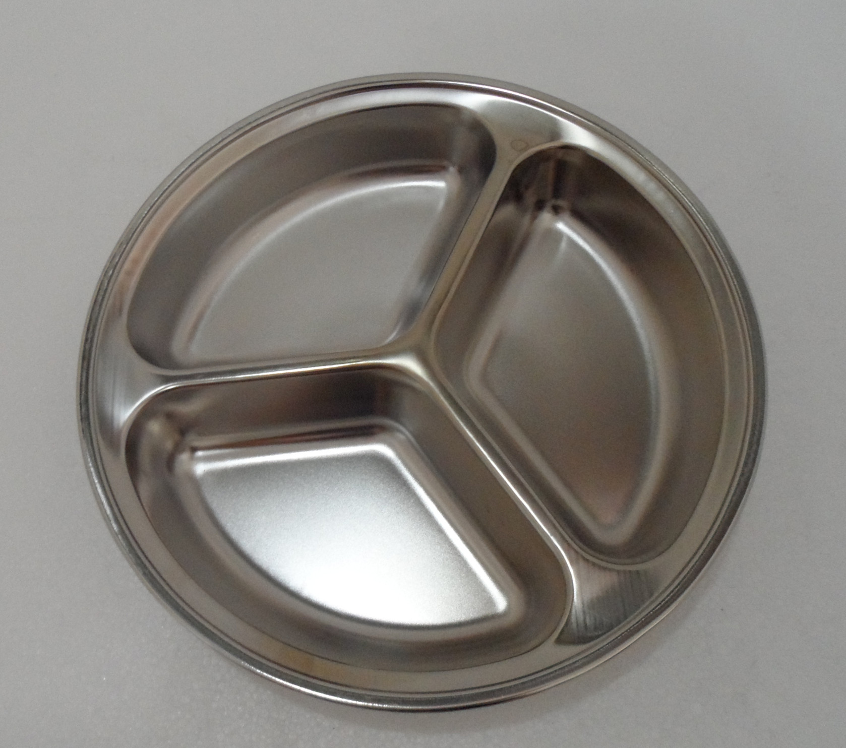 不锈钢圆形快餐盘 无磁特厚加深快餐盘 26cm圆餐盘 多格餐盘带盖