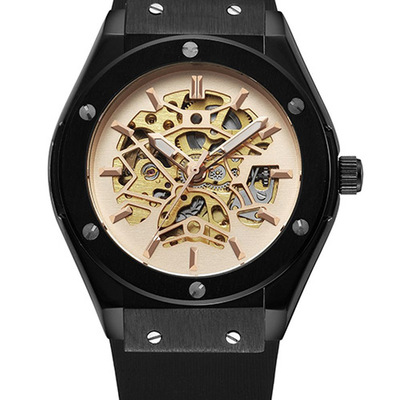 思沃奇厂家直销 sewor机械男士手表全自动商务时尚镂空透底硅胶