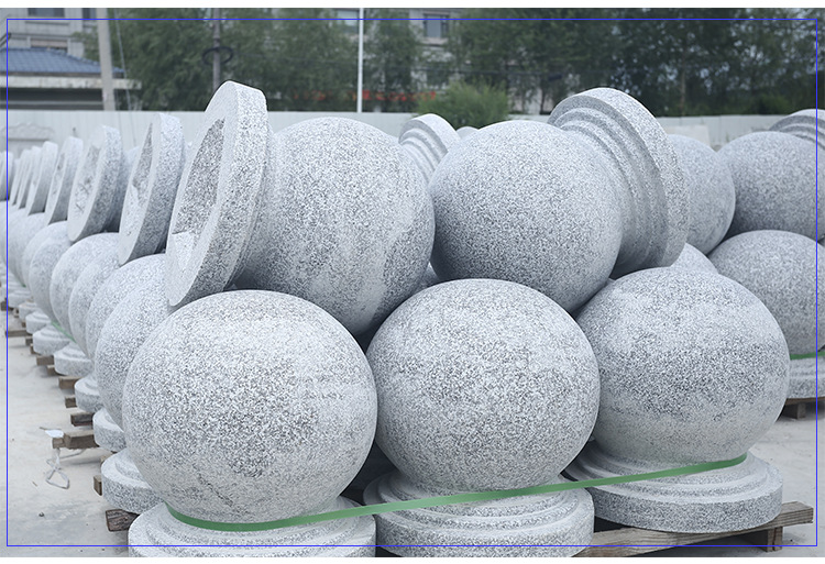 抛光花岗岩芝麻白挡车球路障石公园小区停车石墩 铭阳定制批发