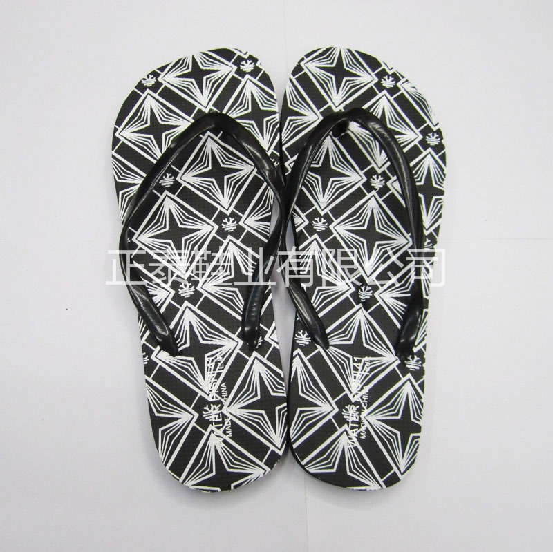 factory export black full printed women‘s flip-flops pe non-slip flip-flops customizable logo pattern