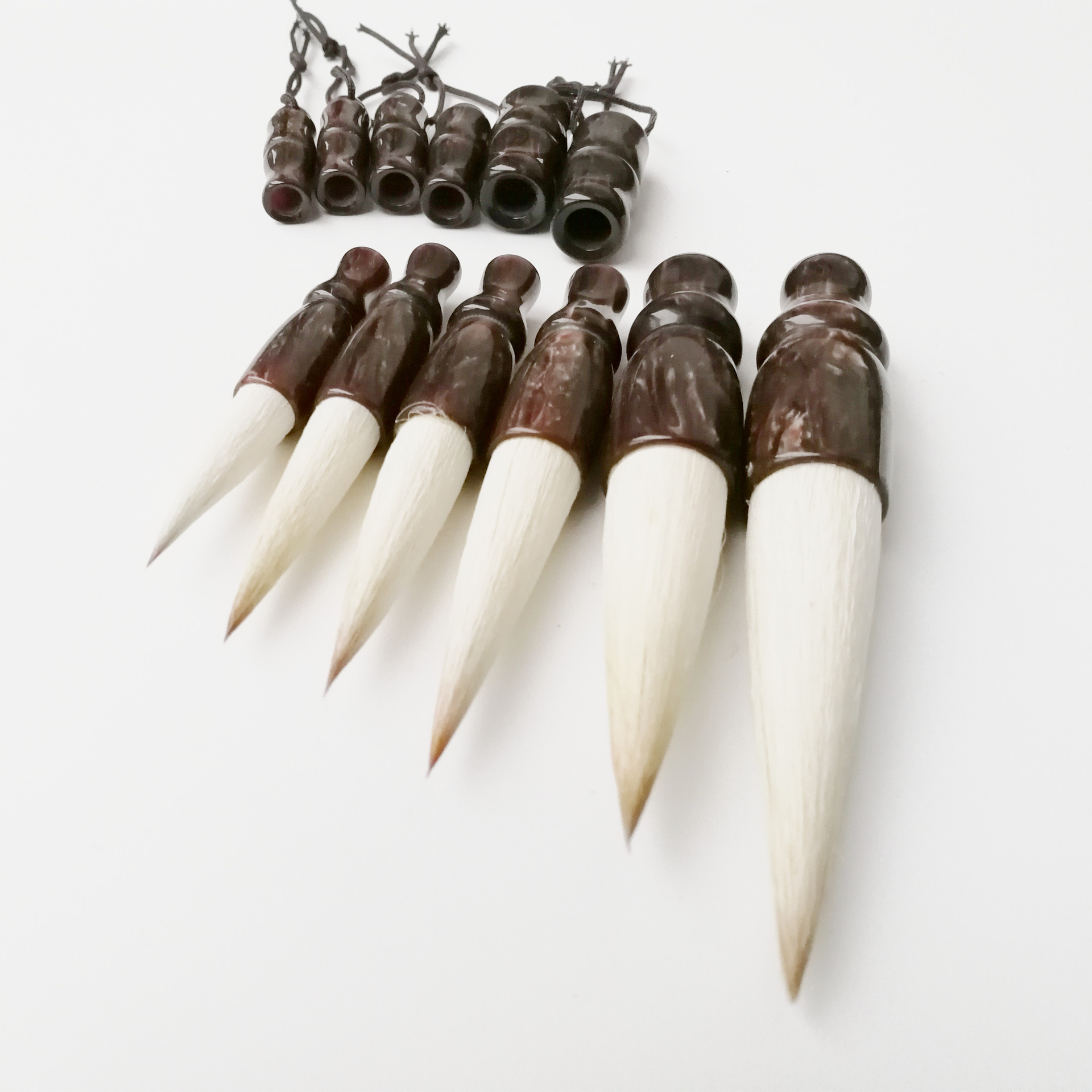 定做花梨木毛笔头玛瑙笔斗兼毫毛笔配件工艺毛笔头笔尾制作10155