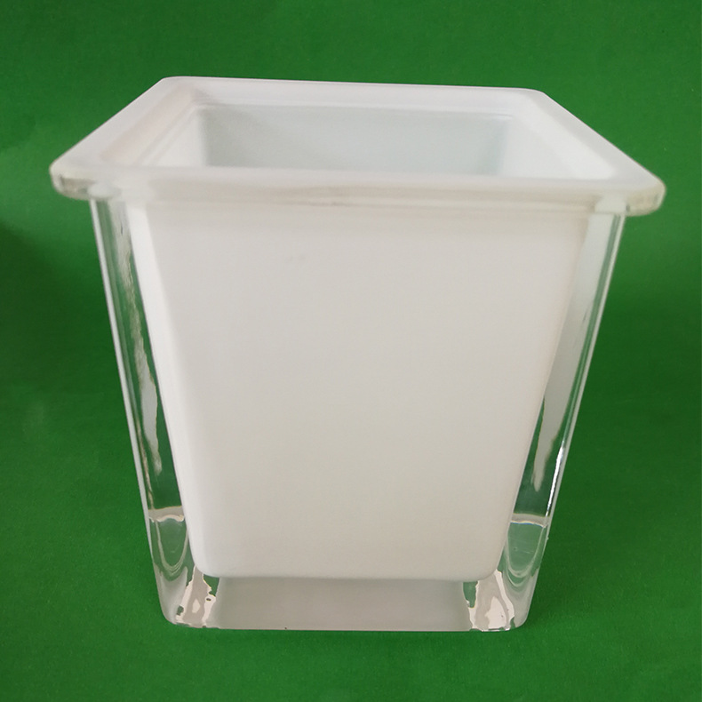 压制内涂白色漆玻璃四方罩 出口德国玻璃罩 方形玻璃灯罩