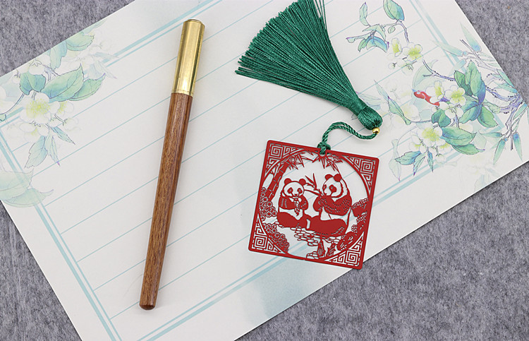 上尚中国风熊猫金属剪纸风古典文创书签 民族特色可爱礼物纪念品