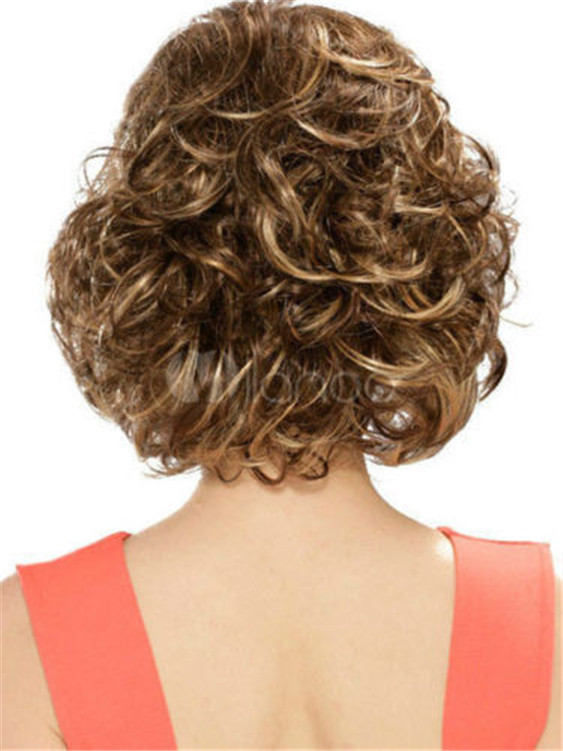 ebay wish 亚马逊跨境电商专供 欧美女士短棕色卷发外贸假发热卖