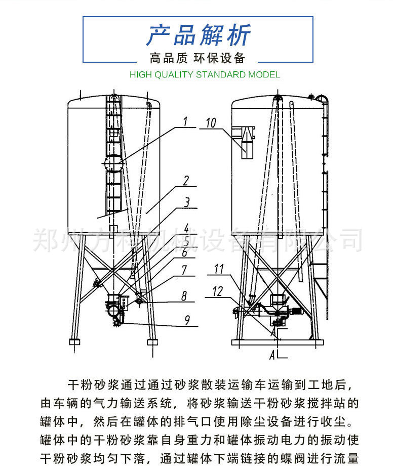 供应20t 30t 40t干混砂浆储料罐 可称重干粉砂浆储料罐