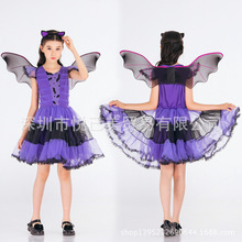 万圣节儿童服装女童紫蝙蝠仙子 COS服装 动物造型 角色扮演表演服
