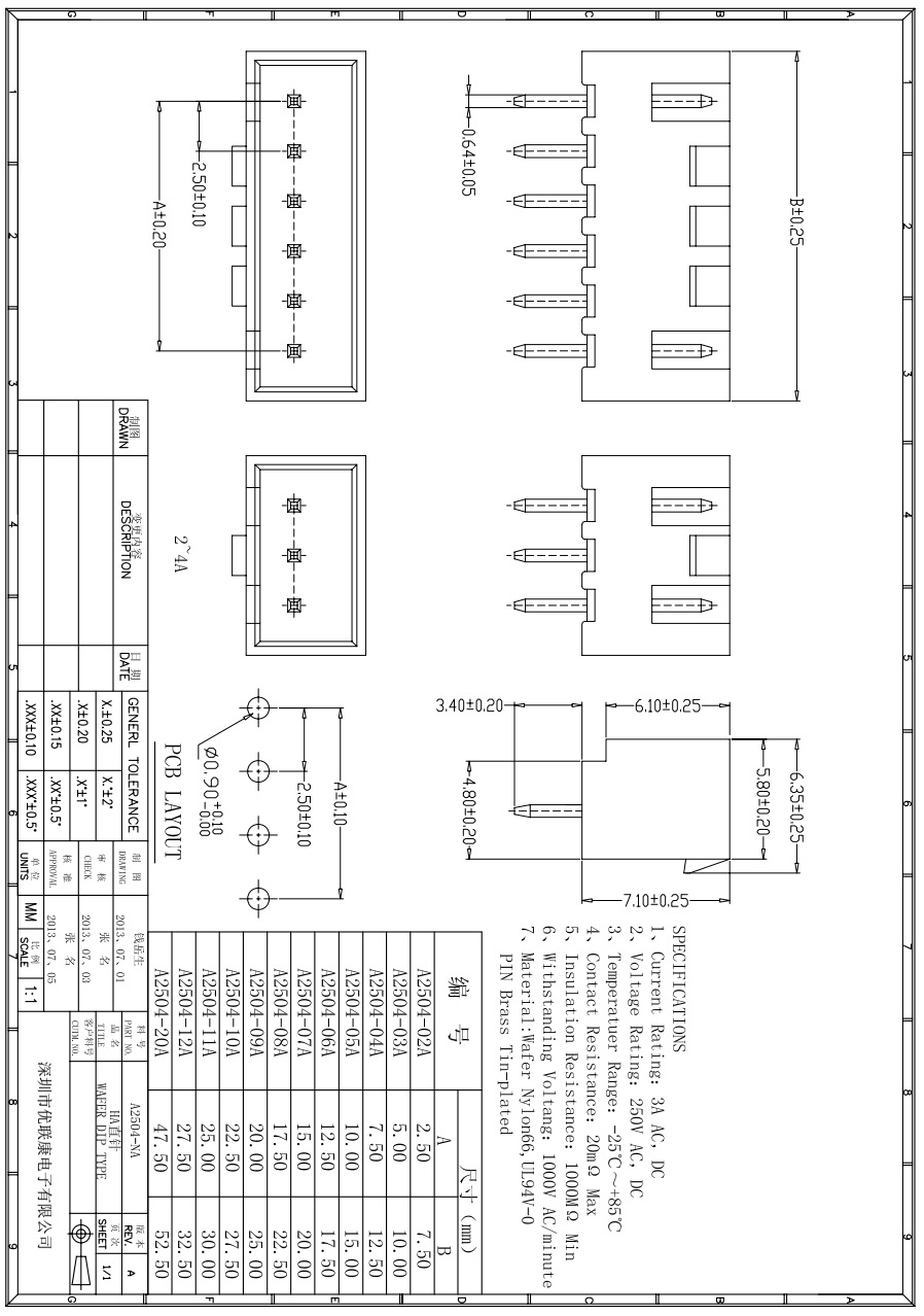 5mm ha条形连接器 5pin直针接插件 白色胶壳