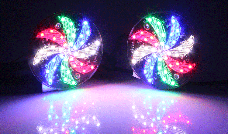 摩托车改装七彩风火轮12v灯饰彩灯爆闪灯led风叶警示灯