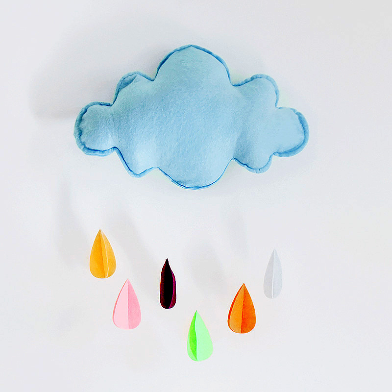 ufufy云朵雨滴挂饰无纺布爱心白云婴儿房装饰品壁挂房间吊饰定制