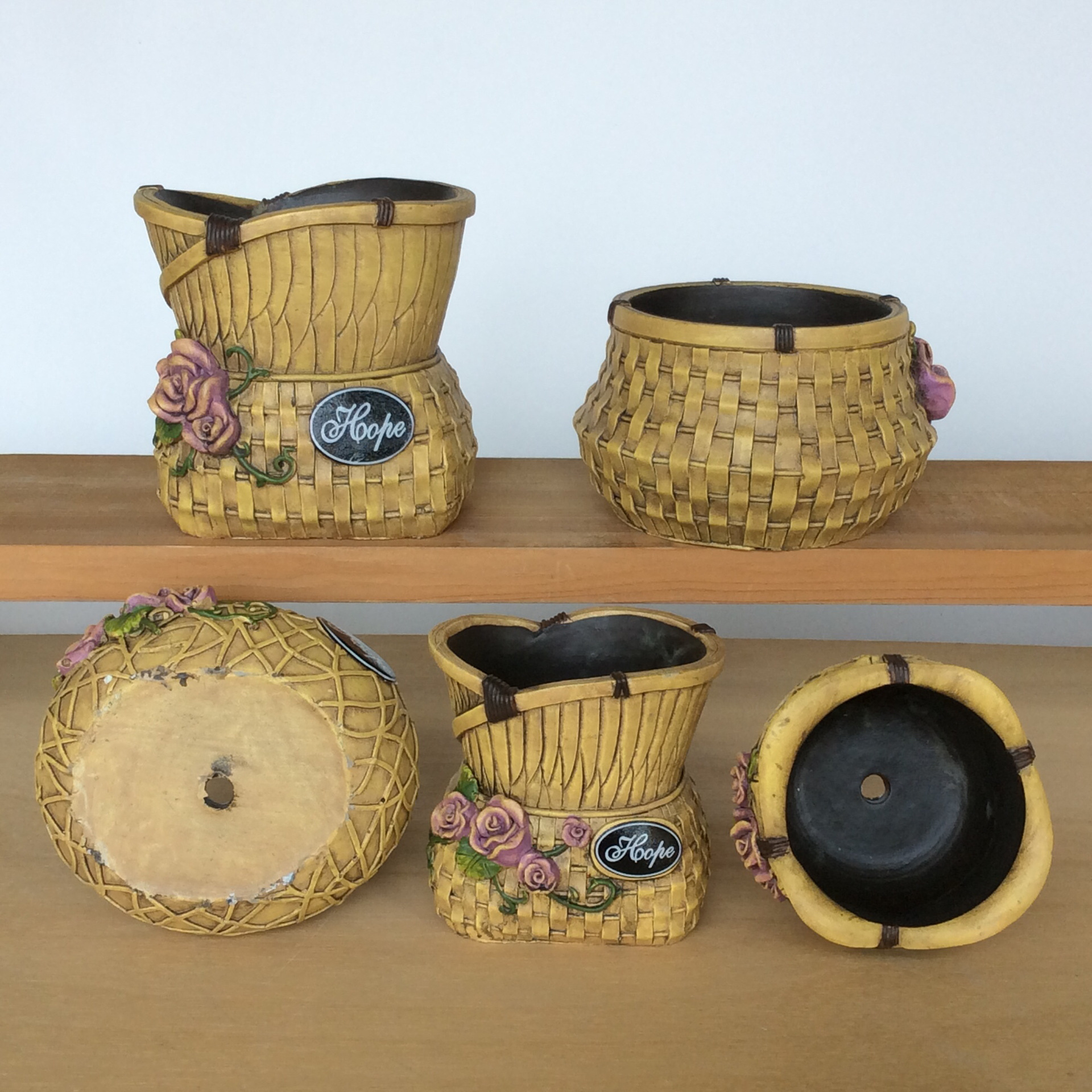 手工仿竹编玫瑰花盆批发创意多肉植物花盆园艺办公绿化花插花盆