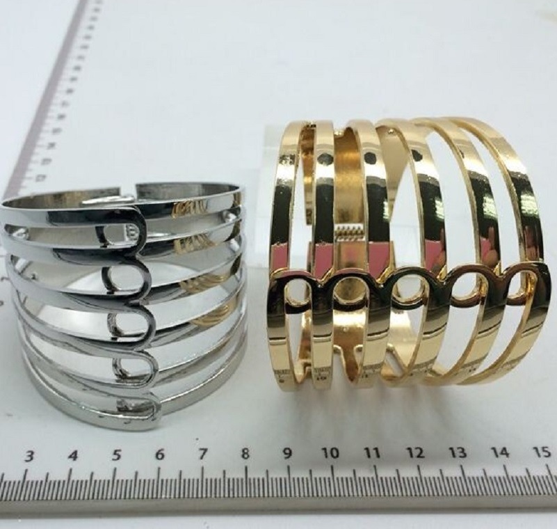 Guangdong Factory Direct Sales European and American Exaggerated Metal Bracelet Big Brand Personalized Opening Bracelet Wide Version Bracelet Female Accessories