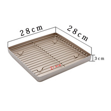 11寸加厚不粘金色正方形烤盘 轧糖模具蛋糕卷披萨饼干烤箱用28*28