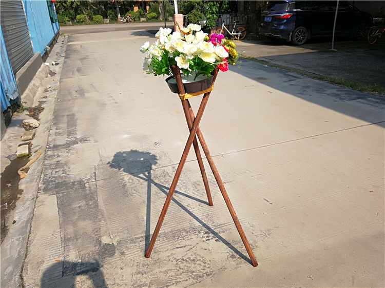 鲜花三角架 开业花架子三叉实木 插花架三脚架 花篮碳木花架批发