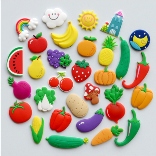 children‘s whiteboard early education creative three-dimensional refridgerator magnets magnetic decorative stickers emulational fruits and vegetables white clouds sun moon