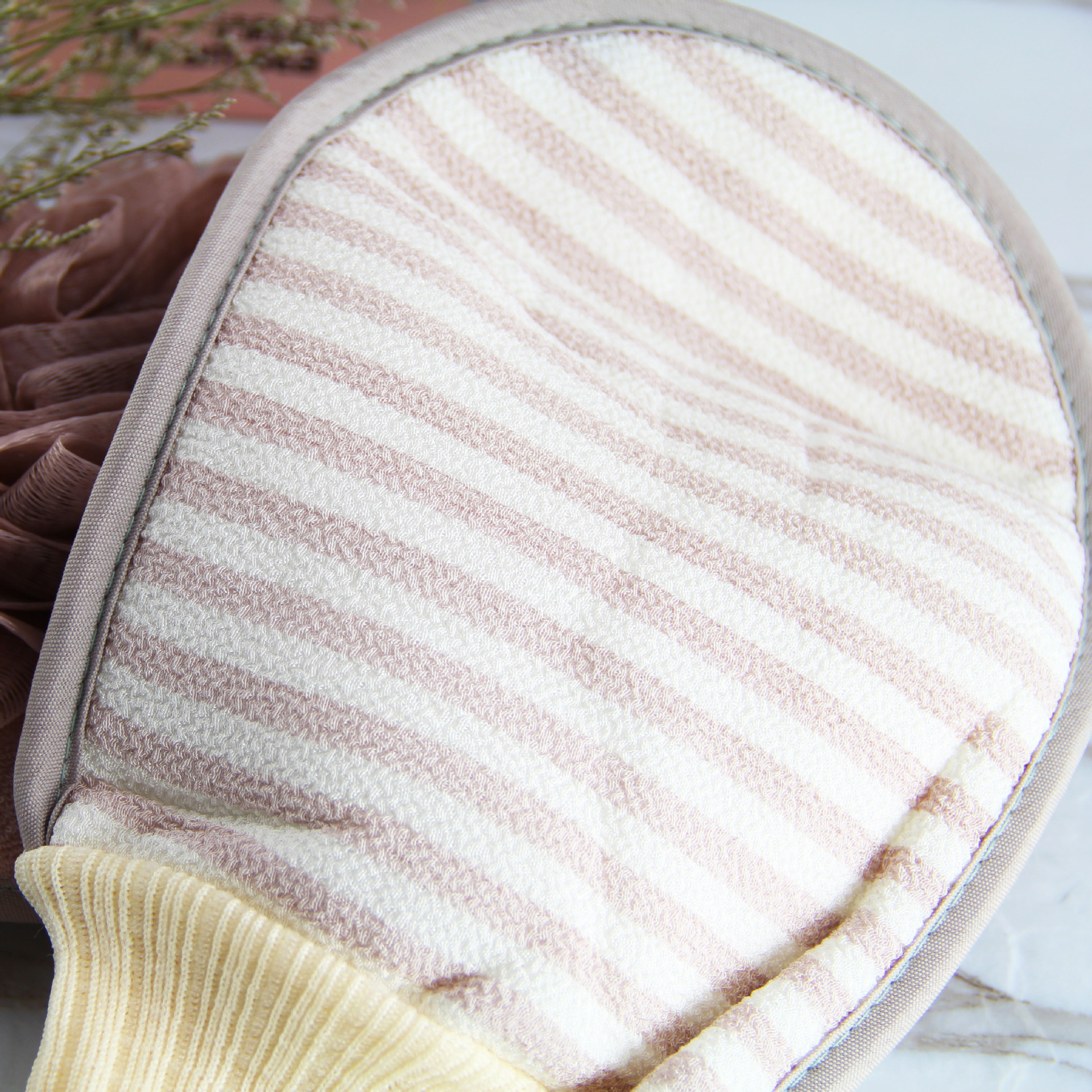 酒店有偿客房消费品洁欧思两用手套浴擦一面浴花一面浴擦