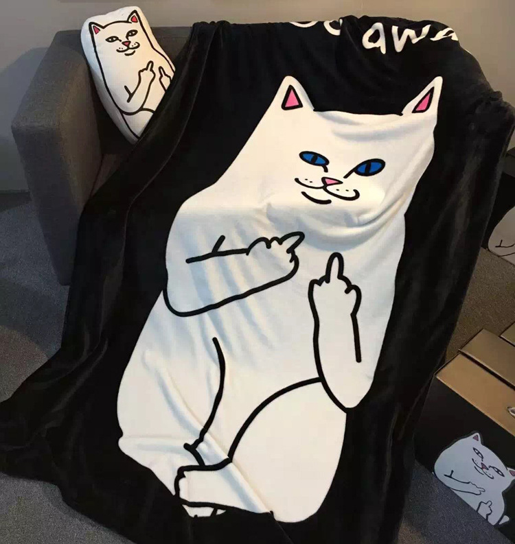 【点州】卡通可机洗竖中指猫贱猫地垫家居客厅地毯绒类榻榻米地垫