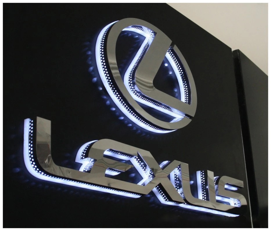 后发光水晶字亚克力led背发光招牌广告字不锈钢led水晶打光字