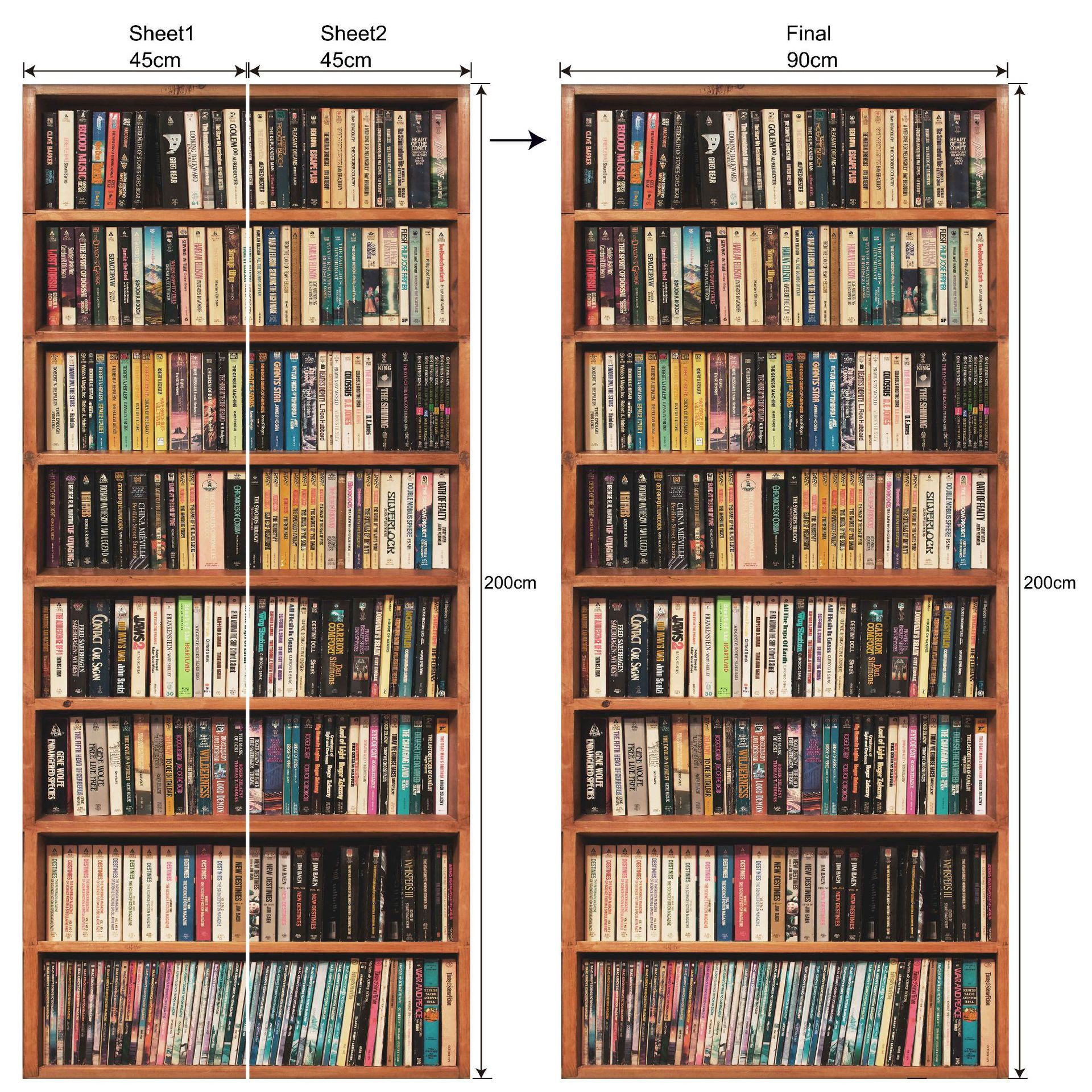 木制书架立体贴纸3d仿真门贴可移墙贴卧室客厅外贸diy墙纸mt024