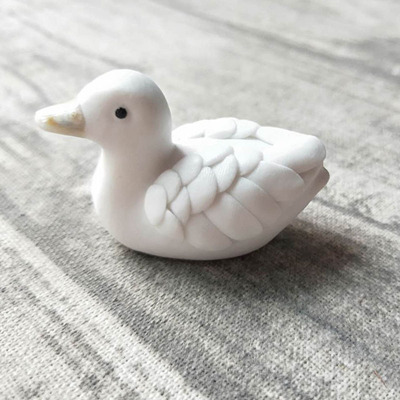 手工制作手捏陶瓷白色小动物茶宠茶玩摆件摆设小巧可爱卡通小鸭