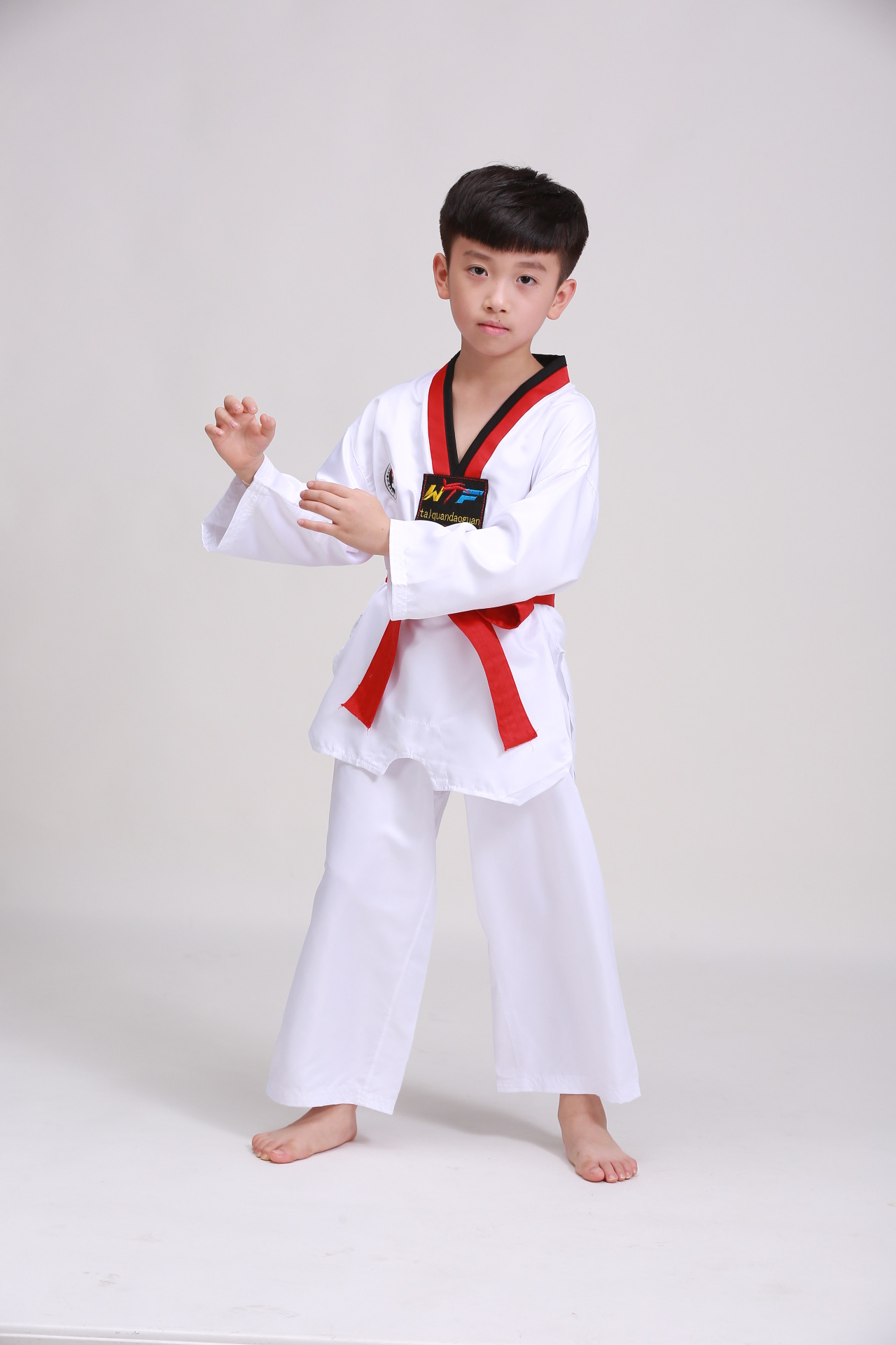 夏季薄款儿童跆拳道服短袖男女童跆拳道服装训练服演出服透气