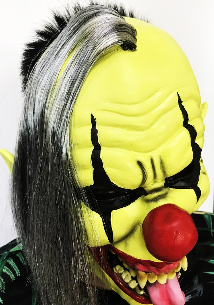 恐怖绿面小丑面具万圣节圣诞节乳胶面具搞笑恐怖小丑面具