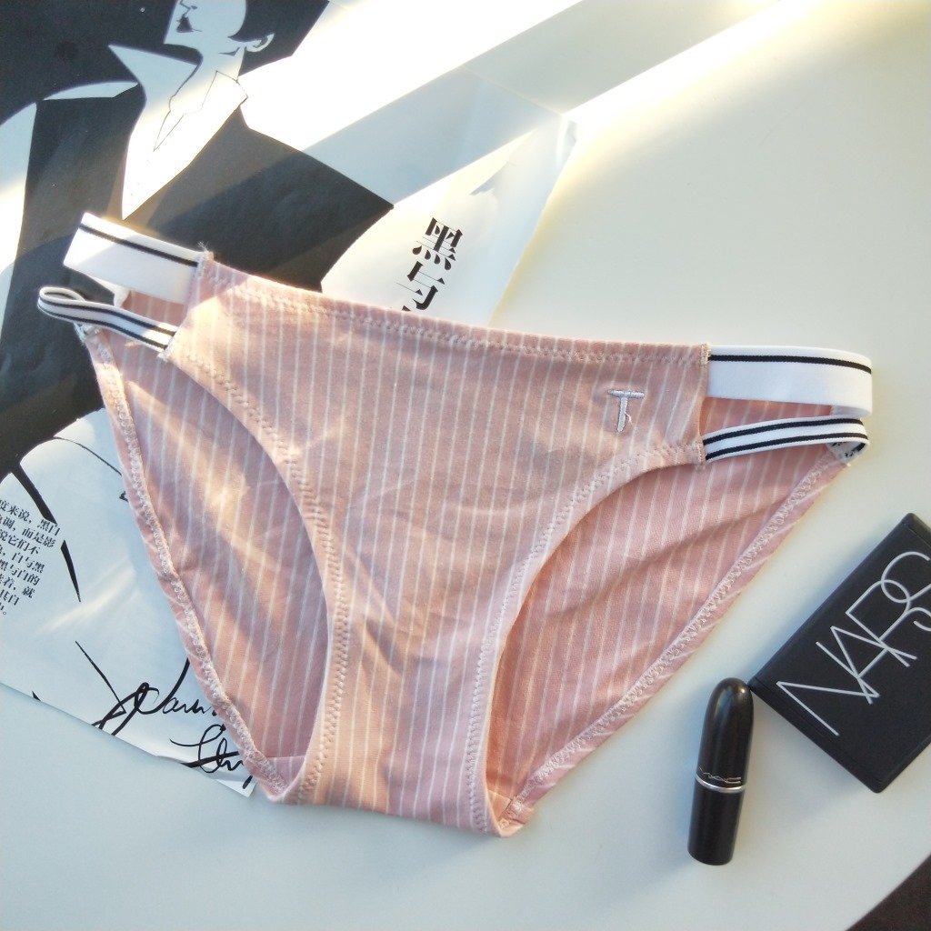 蓝白条纹内裤女新品 舒适细带比基尼款内裤棉海军风微商货源