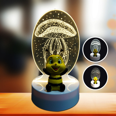 蜜蜂小夜灯摆件少女心卧室小饰品桌面房间创意可爱装饰树脂工艺