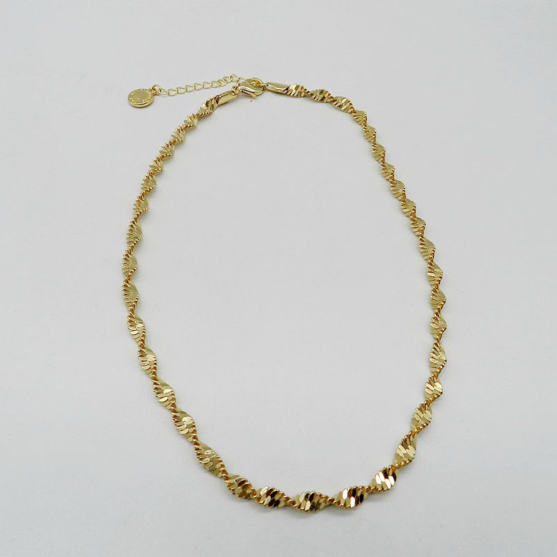 韩版创意水波纹锁骨项链双水波纹百搭项链 镀金镀银镀玫瑰金直销