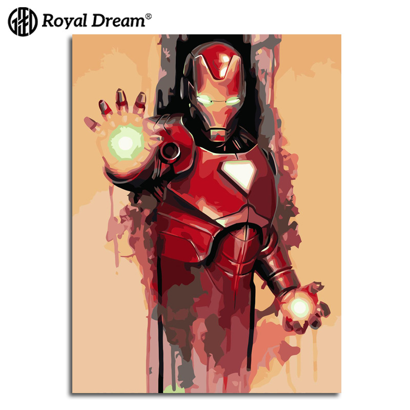 一件代发数字油画diy人体画钢铁侠2手绘油画挂画电表箱客厅装饰画