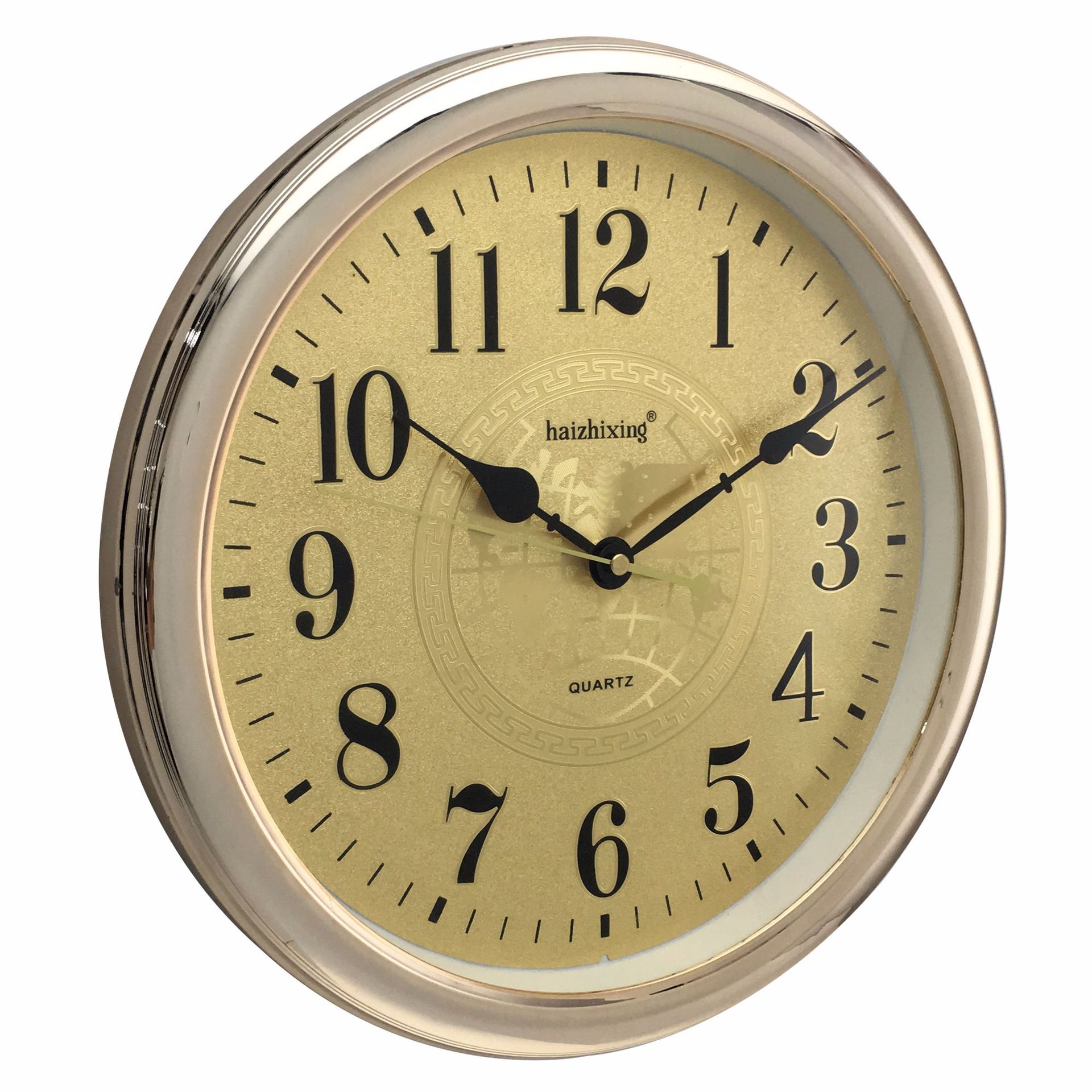 海之星80705 每箱24只 直径33cm13英寸 圆厚外框 砂金国际商务钟