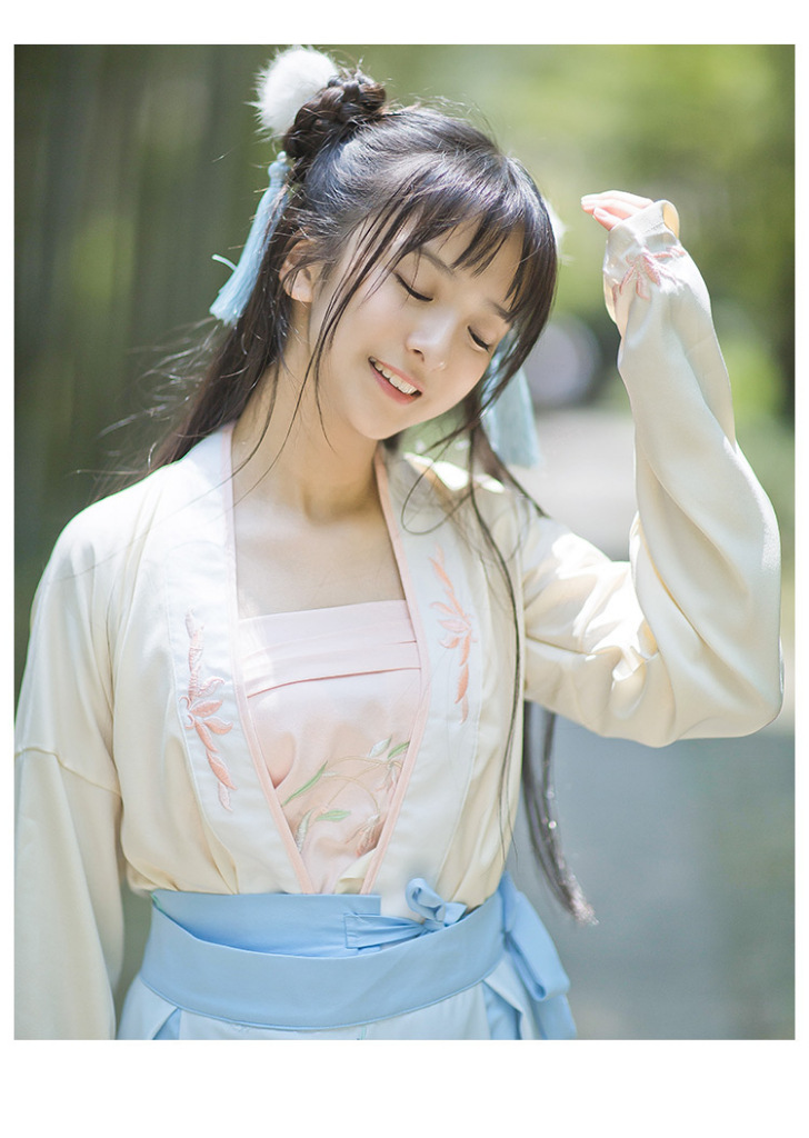 8386实拍 一件代发 汉服女对襟襦裙 齐腰绣花间色 日常襦裙 三件