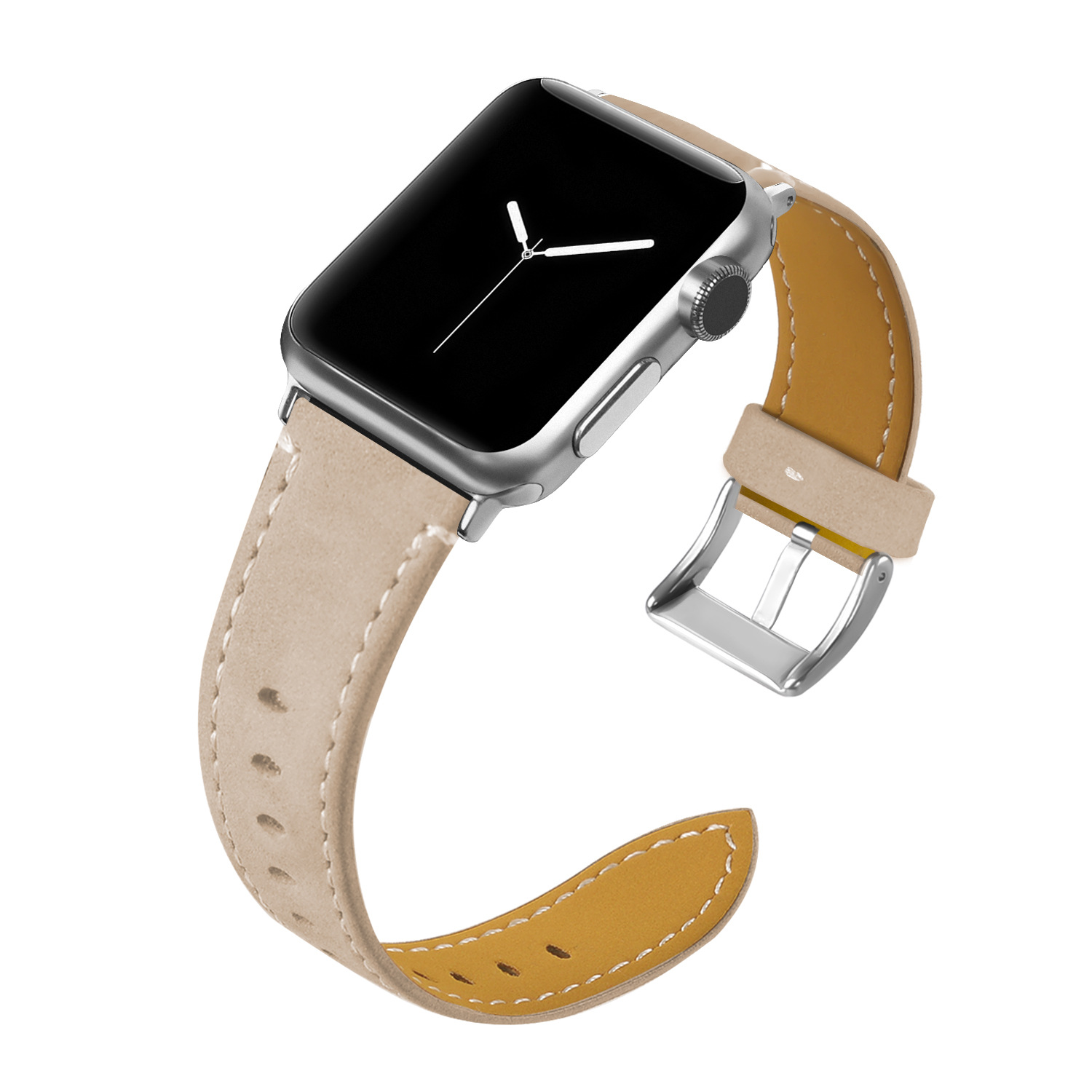 适用于apple watch运动真皮表带适用苹果经典扣式真皮表带