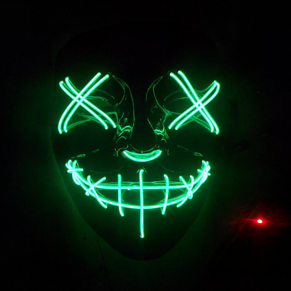 万圣节发光面具恐怖带血v字鬼脸面罩鬼舞步el冷光线闪光led mask