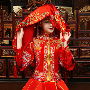 婚庆用品 新娘红盖头 结婚喜字红盖头 盖头纱 中式喜字盖头