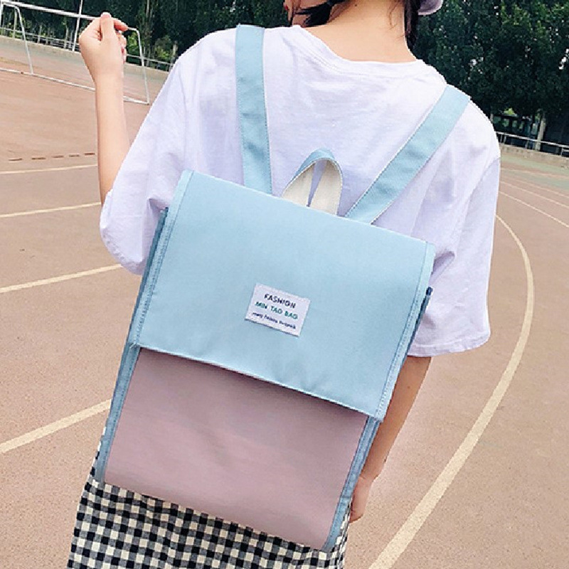 Schoolbag Women's Korean-Style Fresh Harajuku Style Student Backpack Simple All-Match Ins Super Popular Mori Canvas Backpack