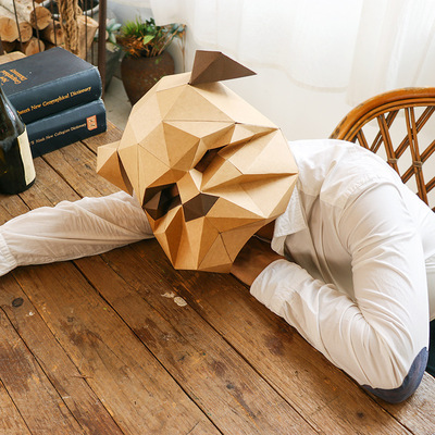 纸无限创意恶霸犬面具头套粉红可爱萌文艺清新婚纱摄影道具