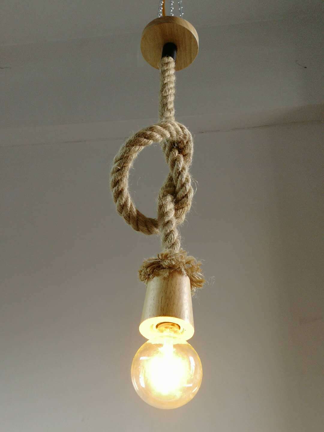 跨境e27螺口灯头灯座个性diy吊灯复古吊线灯头单头麻绳吊灯工业风