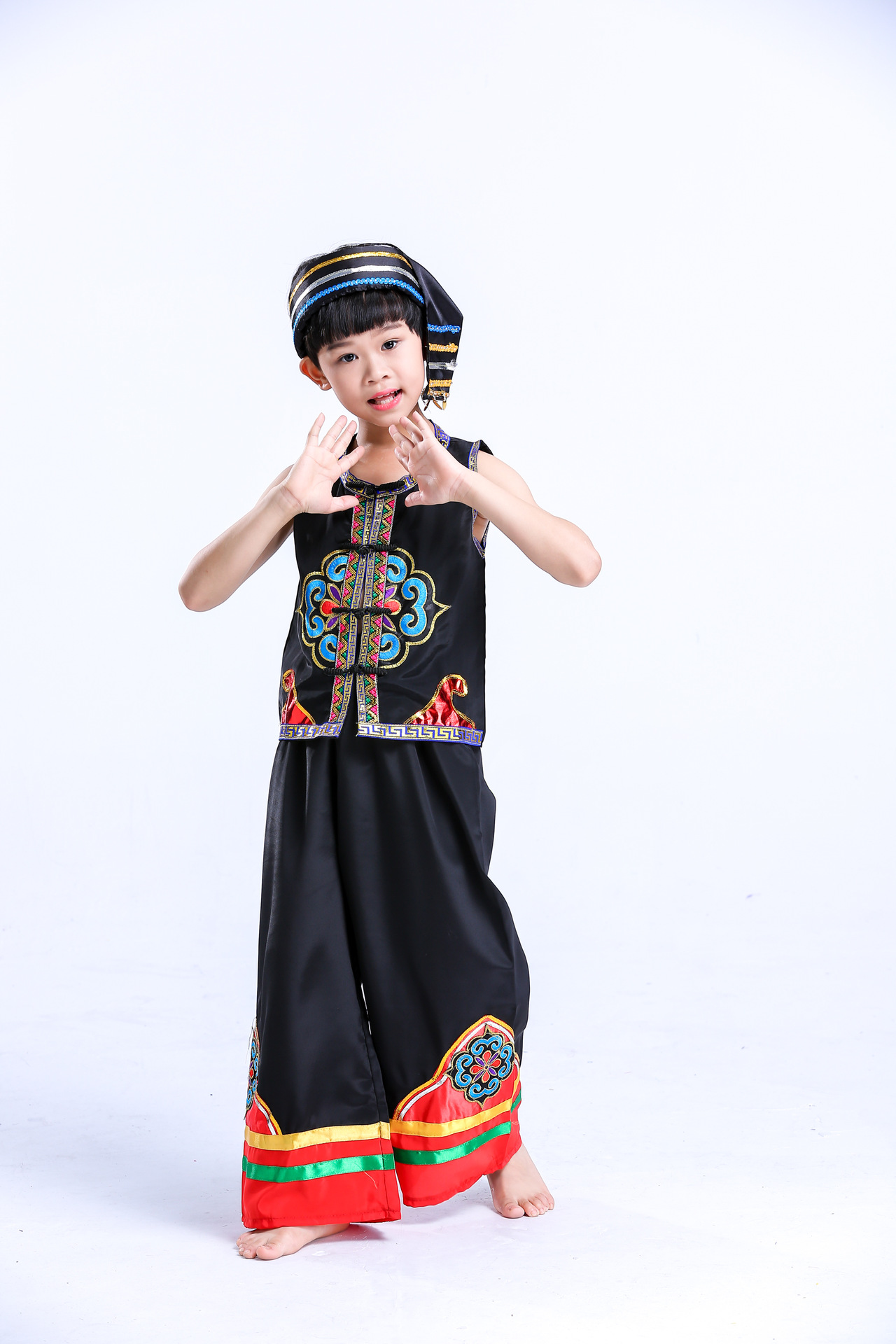 新款苗族服装 六一儿童舞蹈服民族服装儿童演出服表演服厂家直销