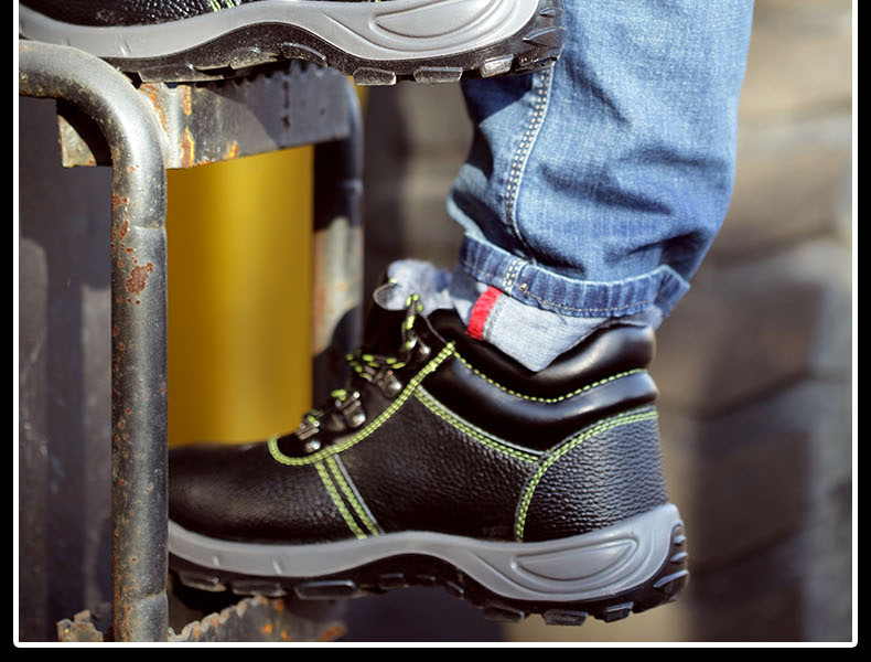 牛皮防砸放刺穿劳保鞋工作安全鞋 钢包头棉鞋防滑高帮冬季保暖